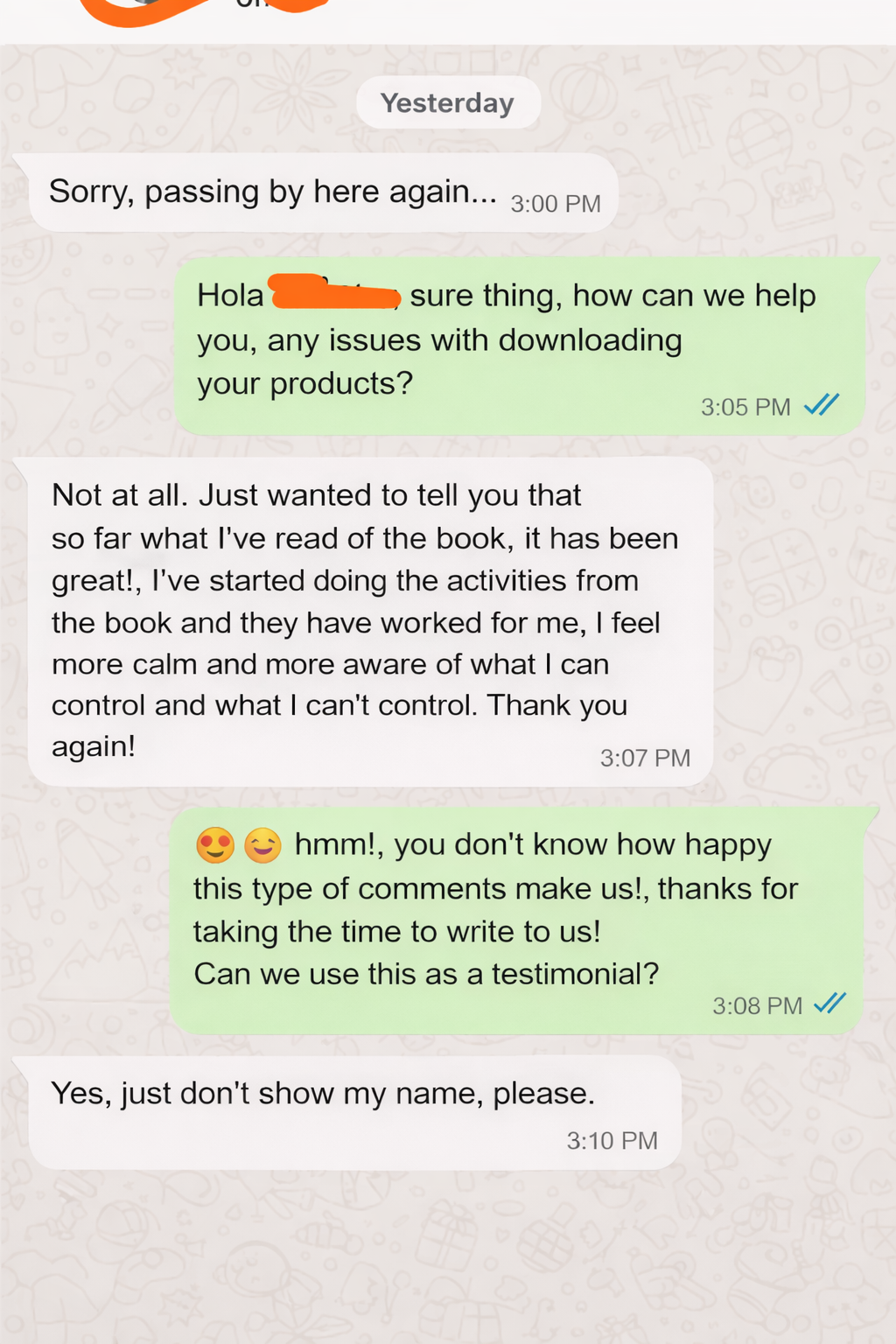 Real WhatsApp Testimonial